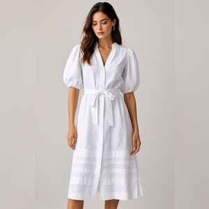 NWT! $548 Elegant White Midi Dress